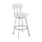 Armen Living Jinab Swivel Counter Stool in Brushed Stainless Steel with White Faux Leather 840254335301 - alternate 1